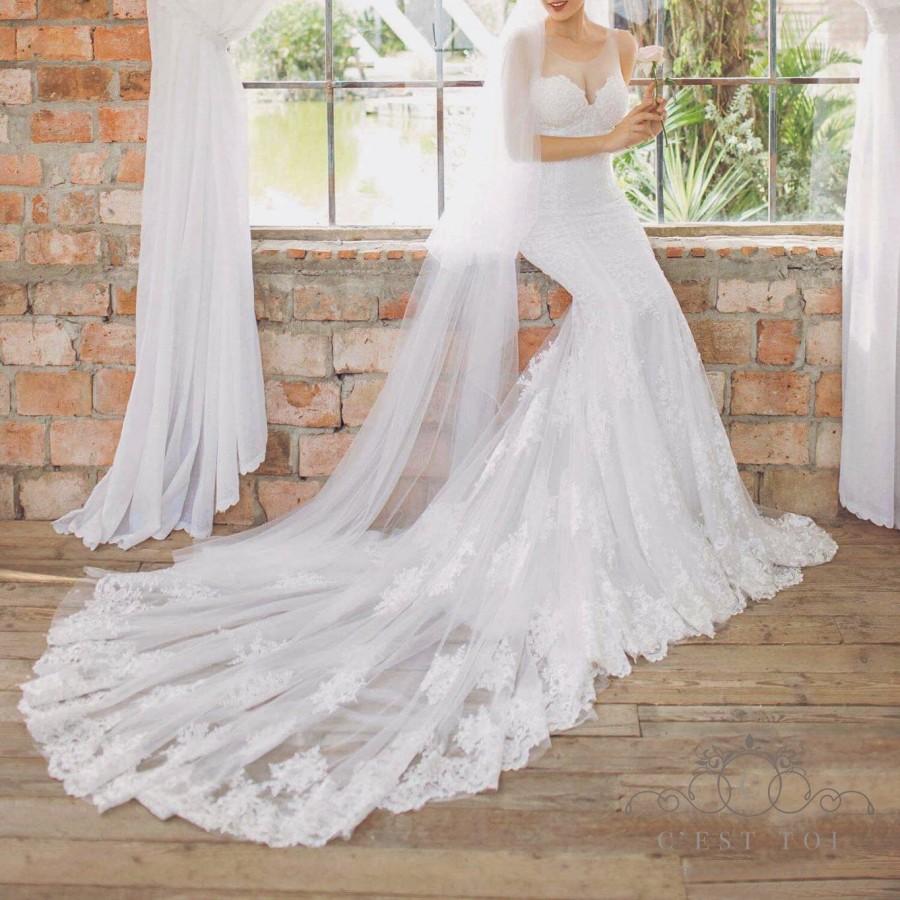 Hochzeit - D31, Lace Mermaid Wedding Dress, Mermaid Wedding Gown, Mermaid Lace Gown, Lace Wedding Gown, Custom Mermaid Wedding Dress