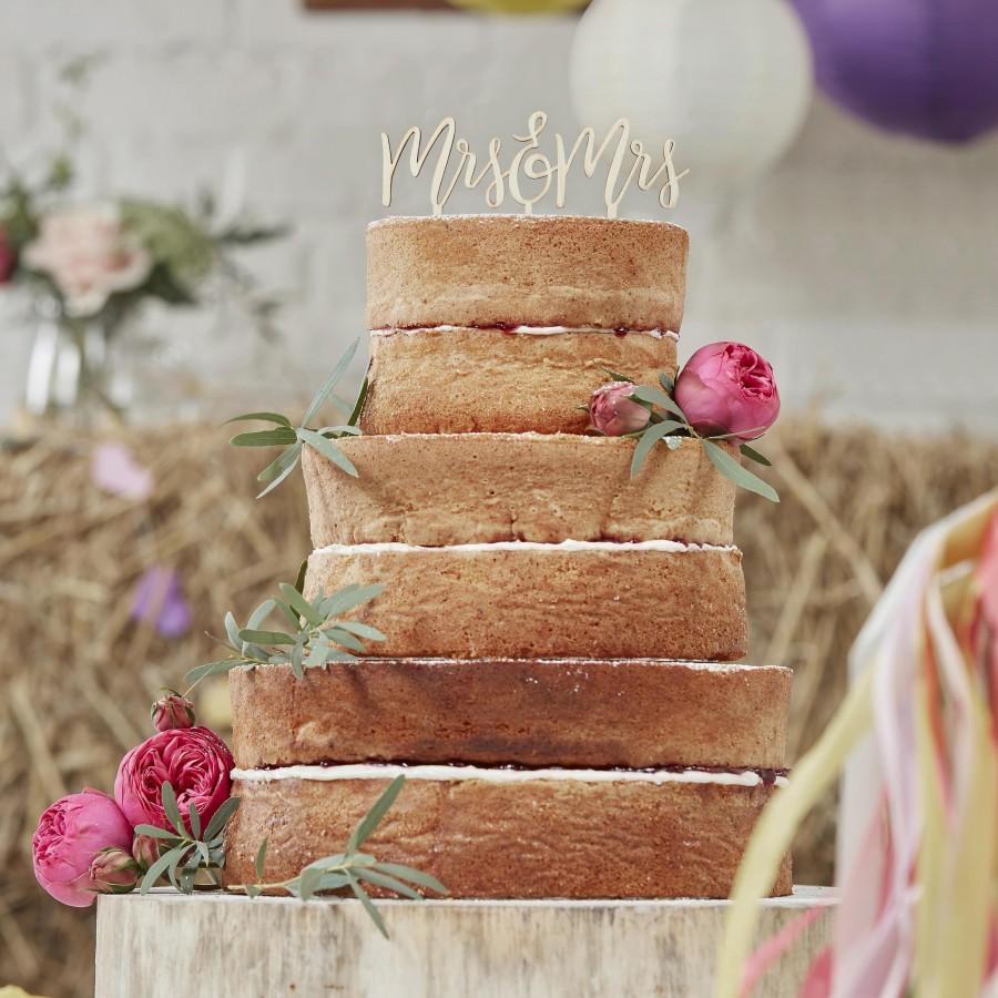 Wedding - Wooden Mrs & Mrs Cake Topper, Wooden Cake Decorations, Mrs and Mrs Wedding Cake Decorations, Rustic Wedding Decor