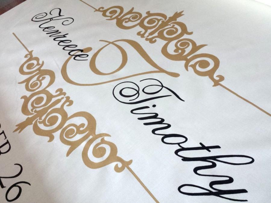 Mariage - Ivory Aisle Runner Wedding Monogram White Isle Runner Ceremony Runner Real Fabric Decor Initial Custom Wedding Decoration