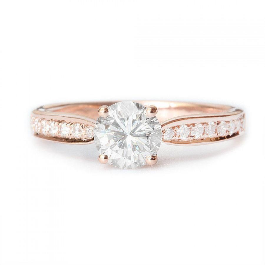 Wedding - Classic Diamond Engagement Ring, Diamonds on Shank, Unique Diamond Engagement Ring, Cluster Diamond Ring, Diamond Wedding Band, Silly Shiny