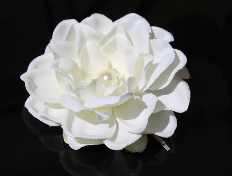 زفاف - LITE IVORY Gardenia with Swarovski Pearl BRIDAL Hair Flower Pin / Clip / Comb / Bridal Head Flower / Hair Piece / Hair Flower Clip / Wedding