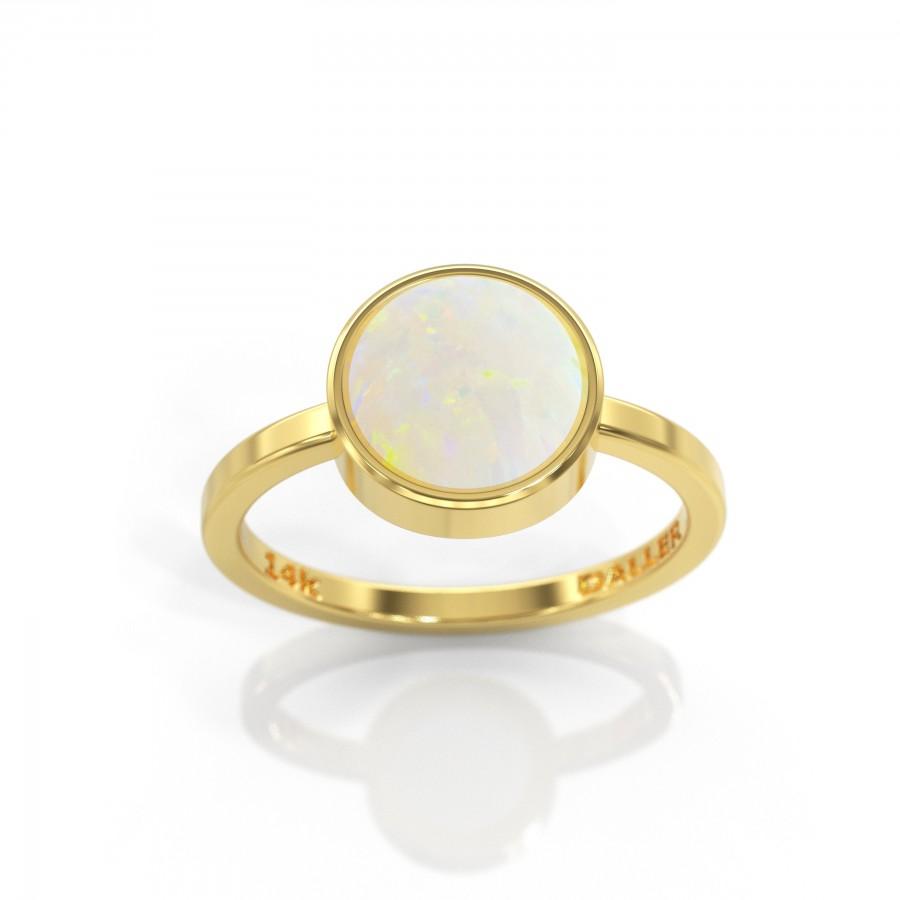 زفاف - Opal ring Solitaire Opal Ring Gold Opal Band Stacking gold Ring 14k gold ring tiny genuine opal ring October Birthstone Ring Mom Ring