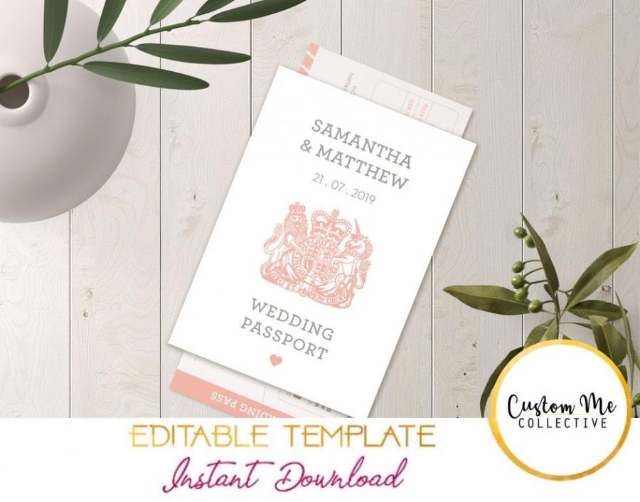 Свадьба - Passport Wedding invitation, instant download, Wedding Invitation Template,  Downloadable wedding invitation, Passport Wedding