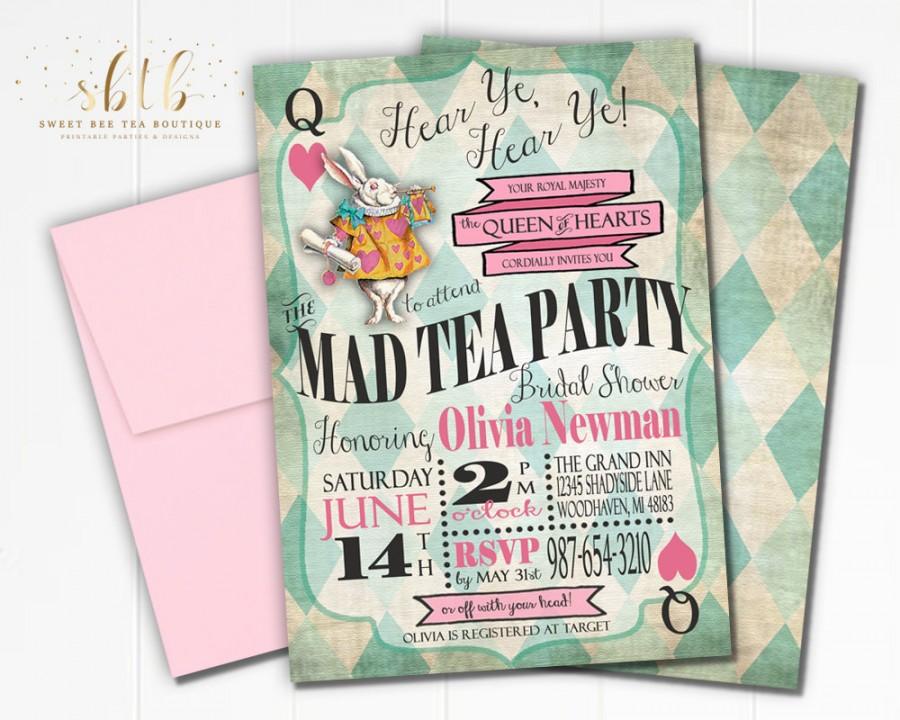 Свадьба - Alice in Wonderland Bridal Shower Invitation - Tea Party Printable Invite - Wedding Invites - Matter Hatter - Spring Summer Fall Winter