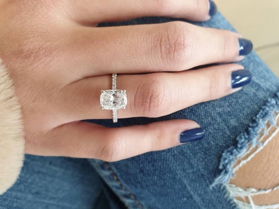 Свадьба - Diamond Engagement Ring, 1.93 Carat Elongated Cushion, Diamond Ring, Engagement Ring, Diamond Engagement Ring, Side Stones Ring