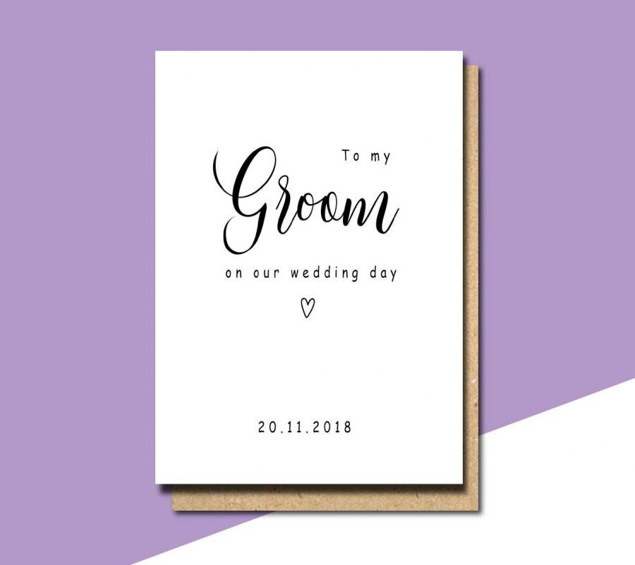 Mariage - To my groom on our wedding day card, card for groom, card for groom on wedding day, wedding day card, card for handsome groom, WD2
