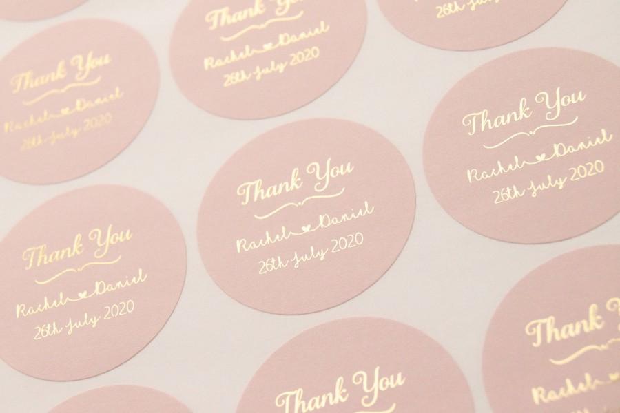 Wedding - Thank You Stickers, Thank You Labels, Thank You Foil Labels,  Wedding stickers, Wedding Thank You, Blush & Rose Gold, Rose Gold Wedding