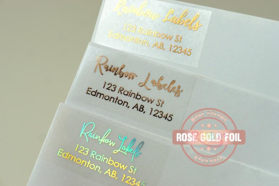 Wedding - Return address label, return mailing label, Custom Address Sticker, Real Foiled Sticker, Rose Gold Foil , Foiled Clear Address, Personalized