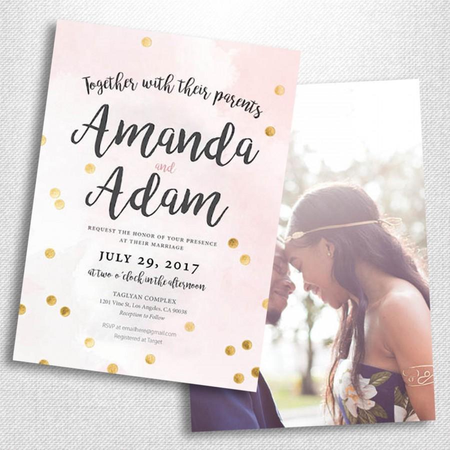 Mariage - Pink and Gold Wedding Invite