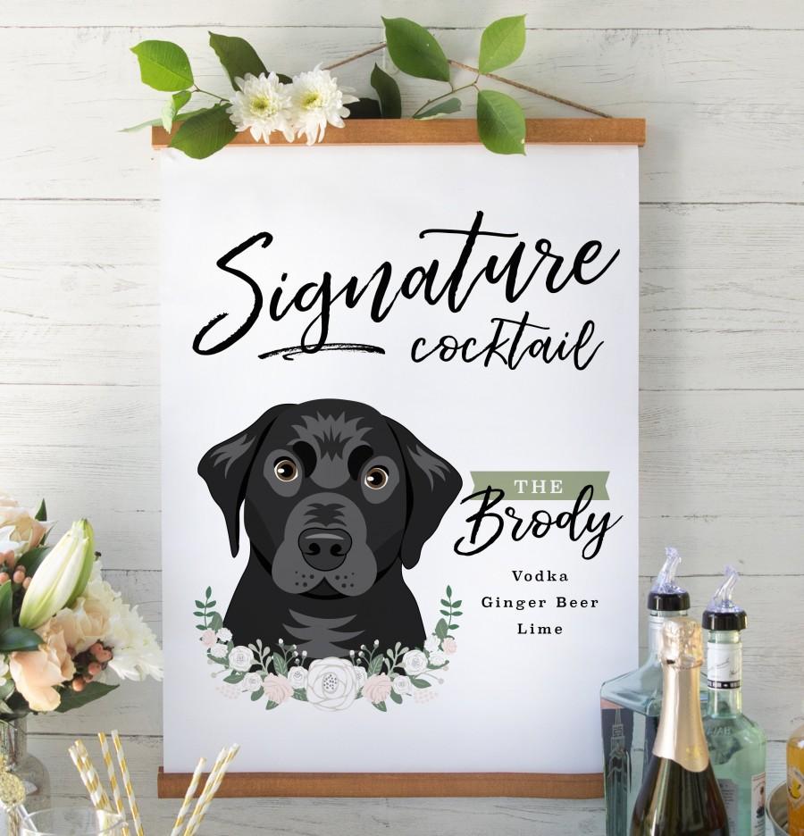 Свадьба - Signature Cocktails Sign for Wedding Bar - Wedding Bar Sign with Dog - Wedding Cocktail Sign - Wedding Sign with Pet - Custom Bar Sign