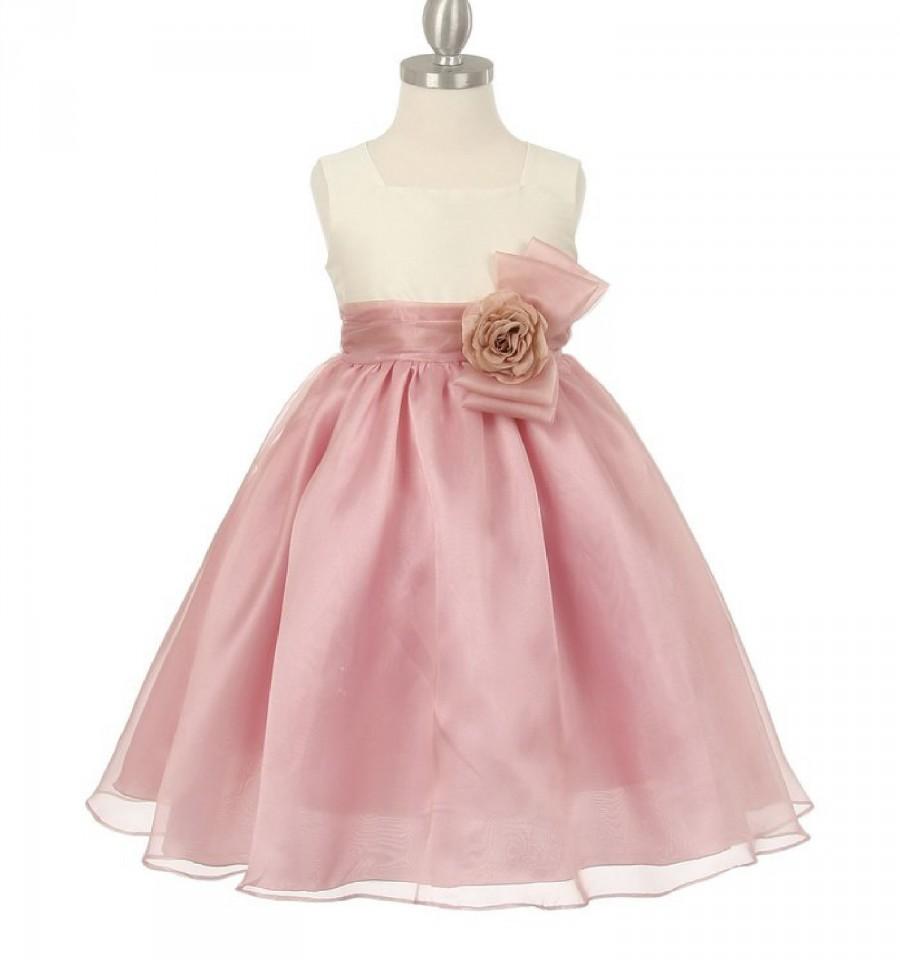 زفاف - Ivory and dusty rose Flower Girl Dress,FREE SHIPPING,Ivory Dress, Ivory Dress,Dress, Wedding Flower Girl Dress, dusty rose