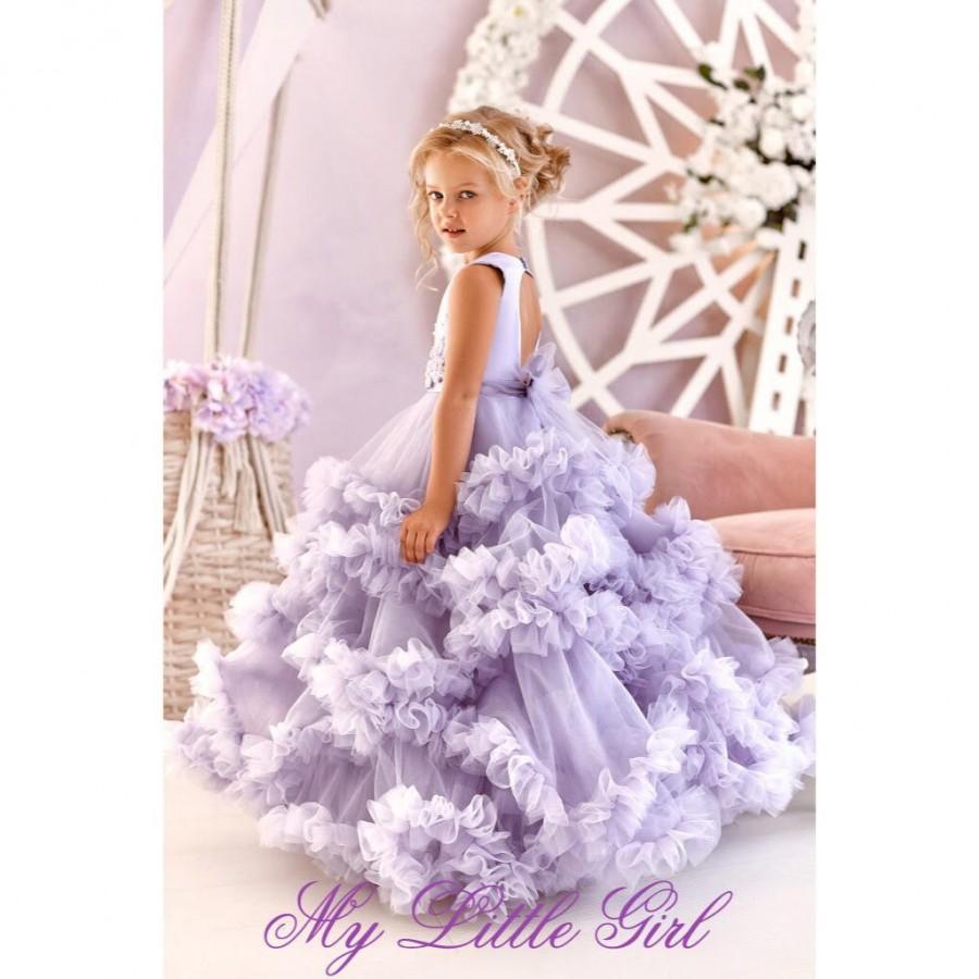 Wedding - Unique Flowers Girl Dress, Flowers Girl Dress, Lavande Flowers Girl Dress, Tutu Flowers Girl Dress, Dress Flowers Girl, White Dress For Baby