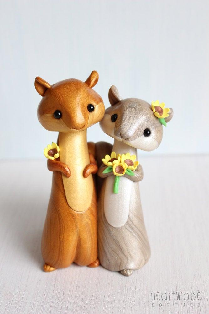 Свадьба - Squirrel Wedding Cake Topper- woodland polymer clay cake topper & keepsake by Heartmade Cottage