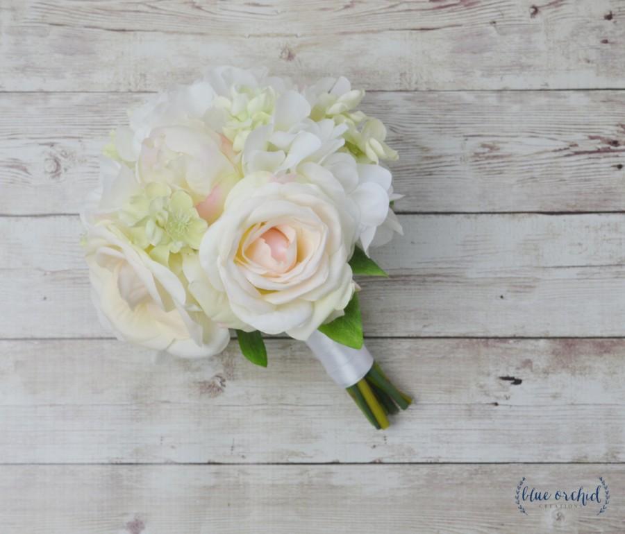 Mariage - Bridesmaid Bouquet, Silk Flower Bouquet, Artificial Bouquet, Garden Rose Bouquet, Blush Bouquet, Wedding Bouquet, Wedding Flower Set