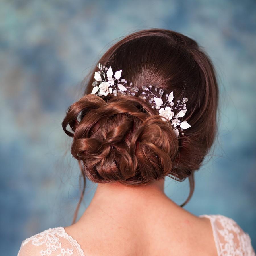زفاف - Wedding flower hair pins Bridal hair accessory Bridal hair pins Wedding hair pins Leaf hair pins Wedding hair accessories Leaf headpiece