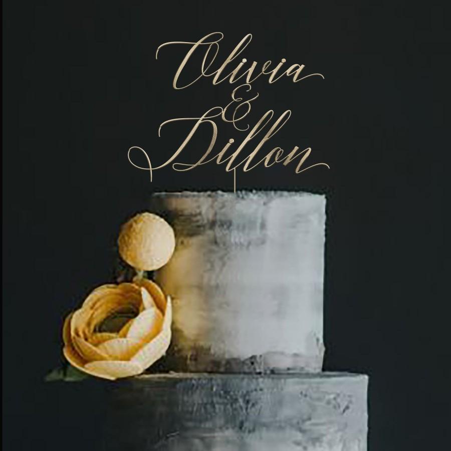 زفاف - Metallic Gold Wedding Cake Topper Designed By Rawkrft - Gold, Silver, Rose Gold or Wood - Customize Your Own - Ships Next Business Day