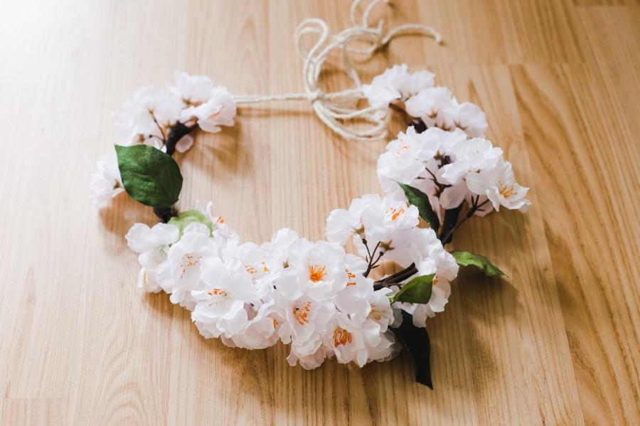 زفاف - My Cherie Flower Crown/ wreath/ flower crown/ headpiece/ hair accessory/ bridal/ boho/ spring crown/ photo prop/ cherry blossom/ halo