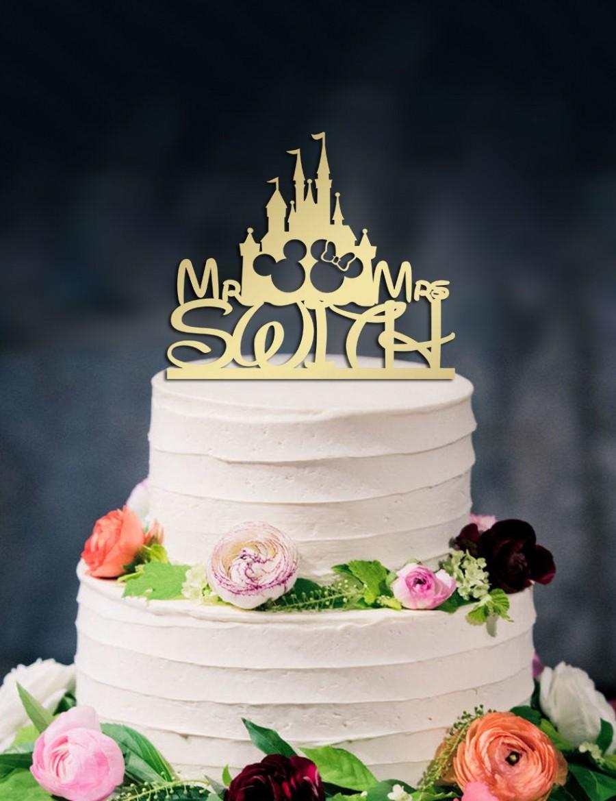 Mariage - Disney Wedding Cake Topper, Mickey & Minnie Cake Topper, Disney Castle, Custom Mr and Mrs Cake Topper, Personalized Cake topper