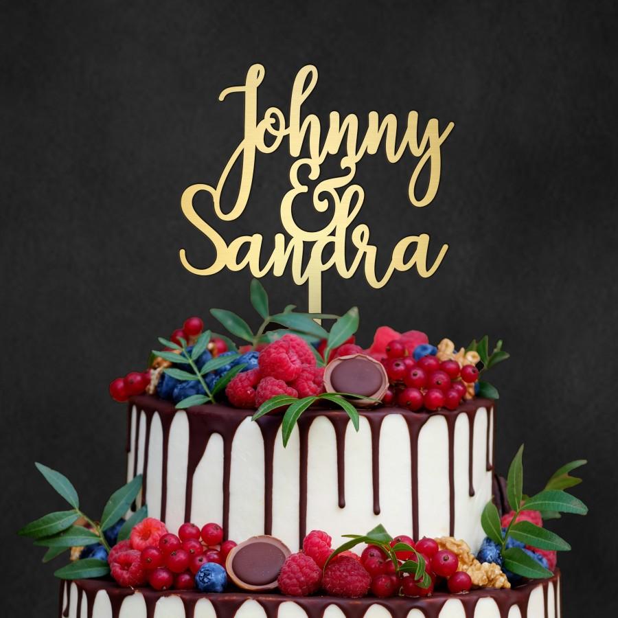 Wedding - Customized Wedding Cake Topper - Wedding Topper Personalized Cake Topper - Mr and Mrs Cake Topper - First Names Cake Topper - Modern #EW-008