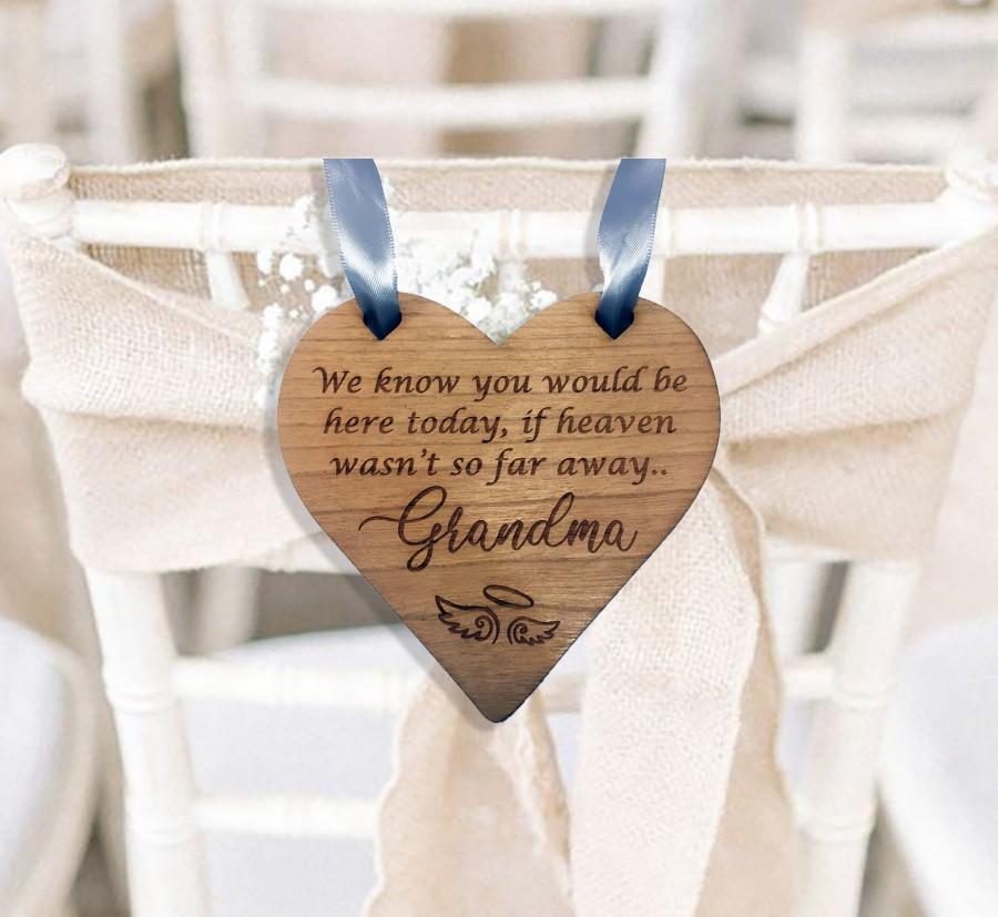 زفاف - Personalised Wedding Memorial Sign - Personalized Reserved Seat Plaque In Loving Memory Family - Rustic Engraved Wooden Hanging Heart