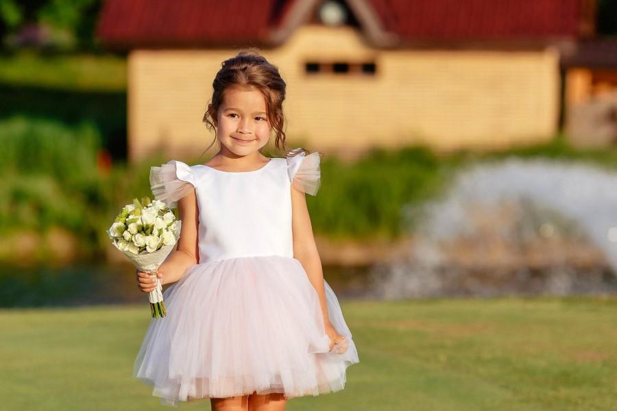 Mariage - Two Colors Flower Girl Dress, Tulle Flower Girl Dress, Flower Baby Dress, Wedding Girl Dress, Tutu Flower Girl Dress, Flower Girl Dress