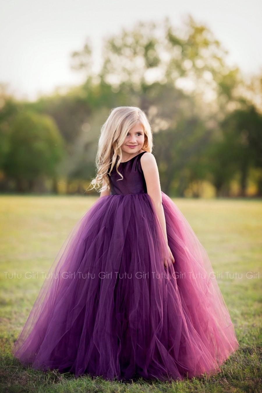 Свадьба - Purple Flower Girl Dress Plum Tutu Dress Eggplant Tulle Dress Flower Girl Wedding - All Colors, All Sizes!