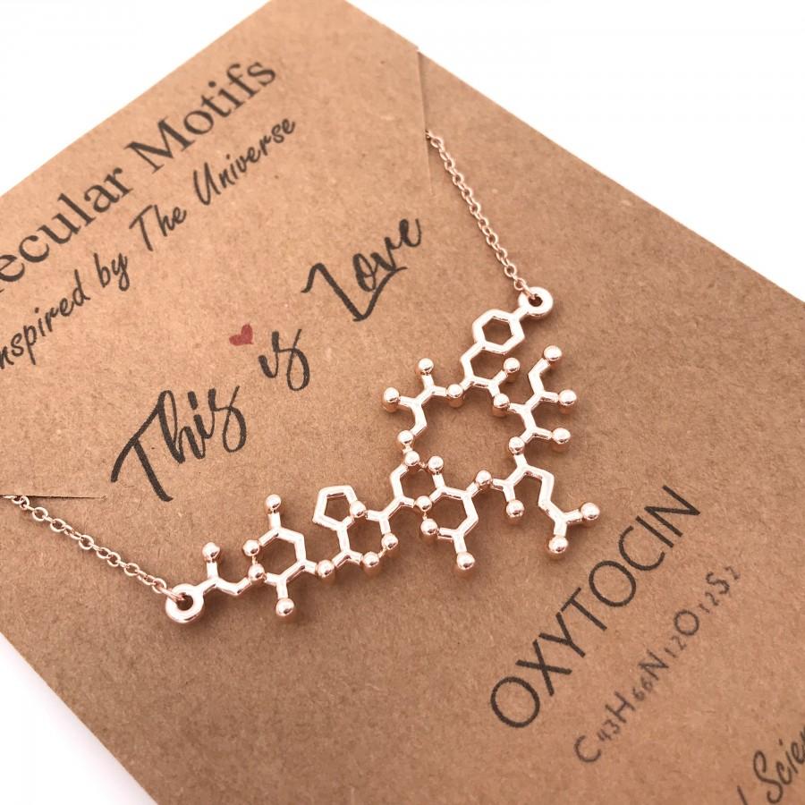 Hochzeit - Oxytocin Molecule Necklace-Love Molecule-Bonding Molecule-Optional Birthstone-Science Gift-Anniversary Gift-Love Gift-Graduation GIft