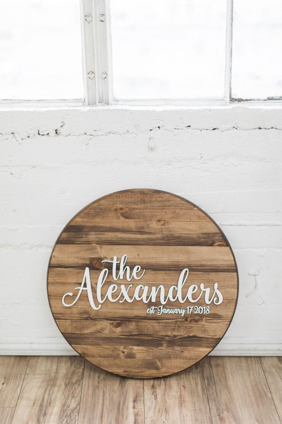 Mariage - Family Name Sign, Round Name Sign, Custom Name Sign, Wedding Guestbook Alternative, Wall Decor, 3D Wood Sign, Name Sign, Last Name Sign