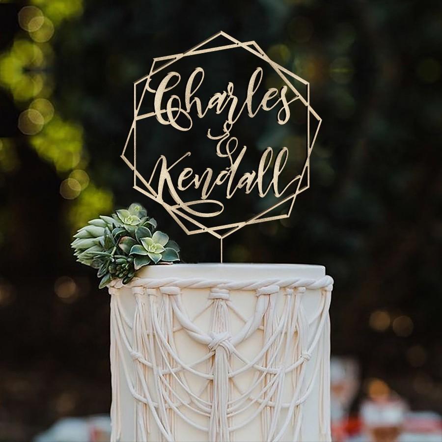 زفاف - Gold Geometric Wedding Cake Topper by Rawkrft - Gold, Silver, Rose Gold or Natural Wood - Customize Your Own -  Made in Los Angeles
