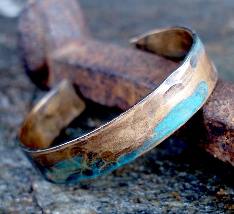 Mariage - Men's Bronze Bracelet with Verdigris Patina, 8th or 19th Anniversary Gift for Him