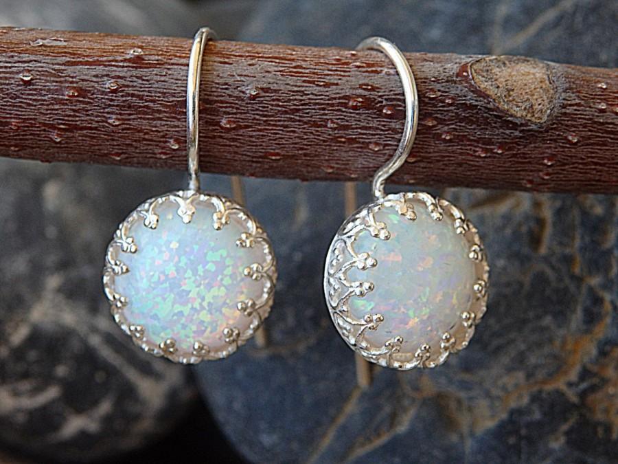 Hochzeit - White Opal Silver Earrings for Bride Earrings, Drop and dangle Opal Earrings, October Birthstone, Drop silver Earrings, Fire Opal jewelry