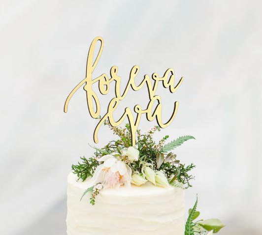 Wedding - Gold "foreva eva" Wedding Cake Topper - forever ever Cake Toppers - Rustic Country Chic Wedding - Wedding Cake Topper - Beach Cake Topper