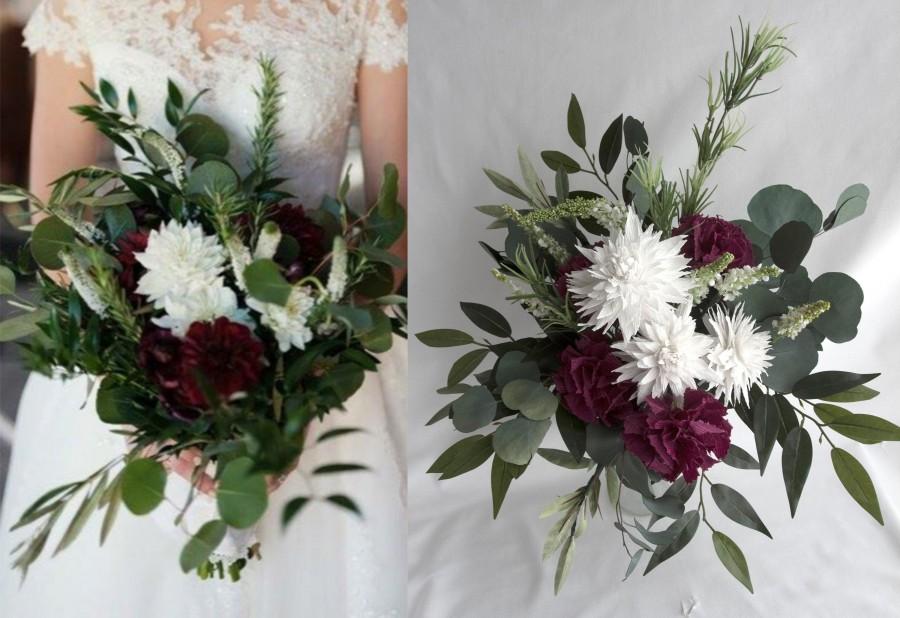 زفاف - LARGE Bridal Crepe Paper Bouquet Replica Anniversary Wedding Gift Custom Hand Painted Mum Carnation Paper Flowers