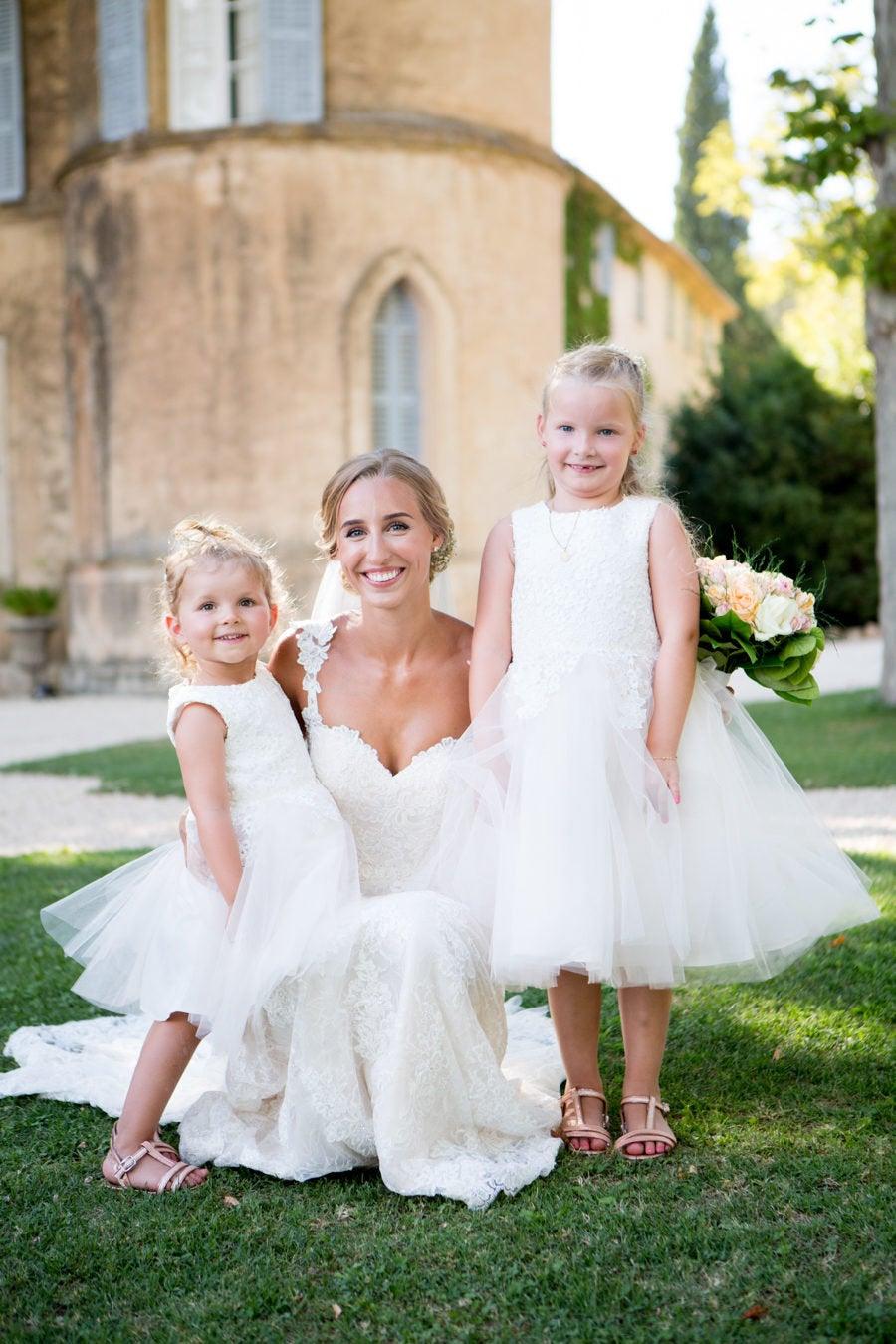 Wedding - Madison-White Flower Girl Dresses-Rustic Flower Girl Dresses-Vintage girl dress-Country Dress-White Tulle dress-Birthday Dresses-Baptism