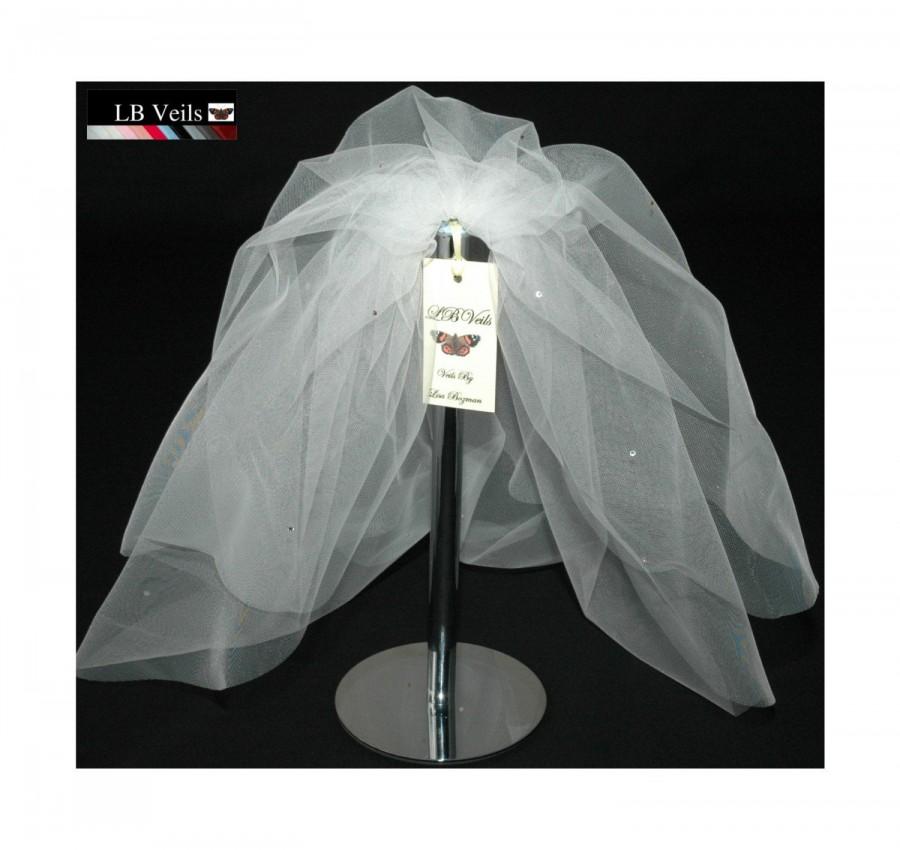 Hochzeit - Ivory Wedding Veil, Bouffant Veil, 2 Tier, Crystal Veil, Diamante, Sparkle, Veil, Short Veil, Shoulder Length, Cream Veil, LB Veils 154 UK