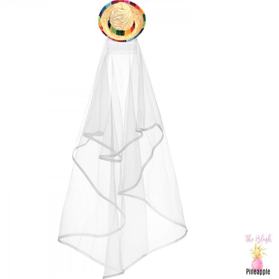 Hochzeit - Nacho Average  Bride Veil/ Sombrero Veil/Sombrero Hat and Veil/ Final Fiesta Bachelorette Party Veil/Final Fiesta Bridal Shower