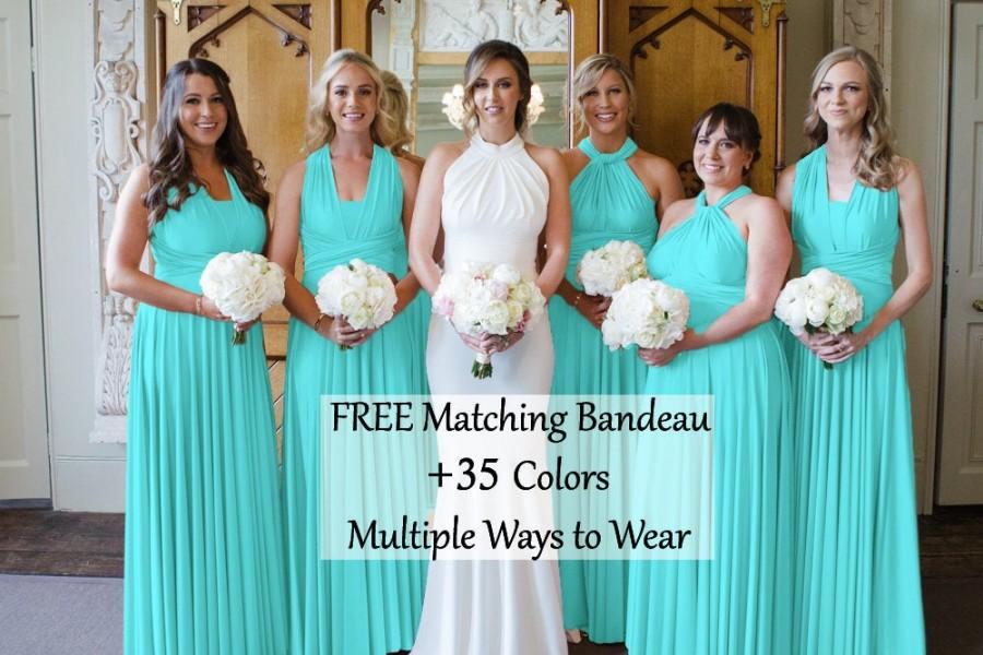Mariage - Aqua Blue Bridesmaid dress, Aqua infinity Dress, prom dress, twist dress, convertible dresses, cocktail dresses, Toga dress