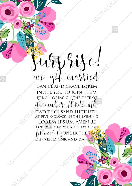 Hochzeit - Wedding invitation set pink tulip peony card template PDF 5x7 in edit template