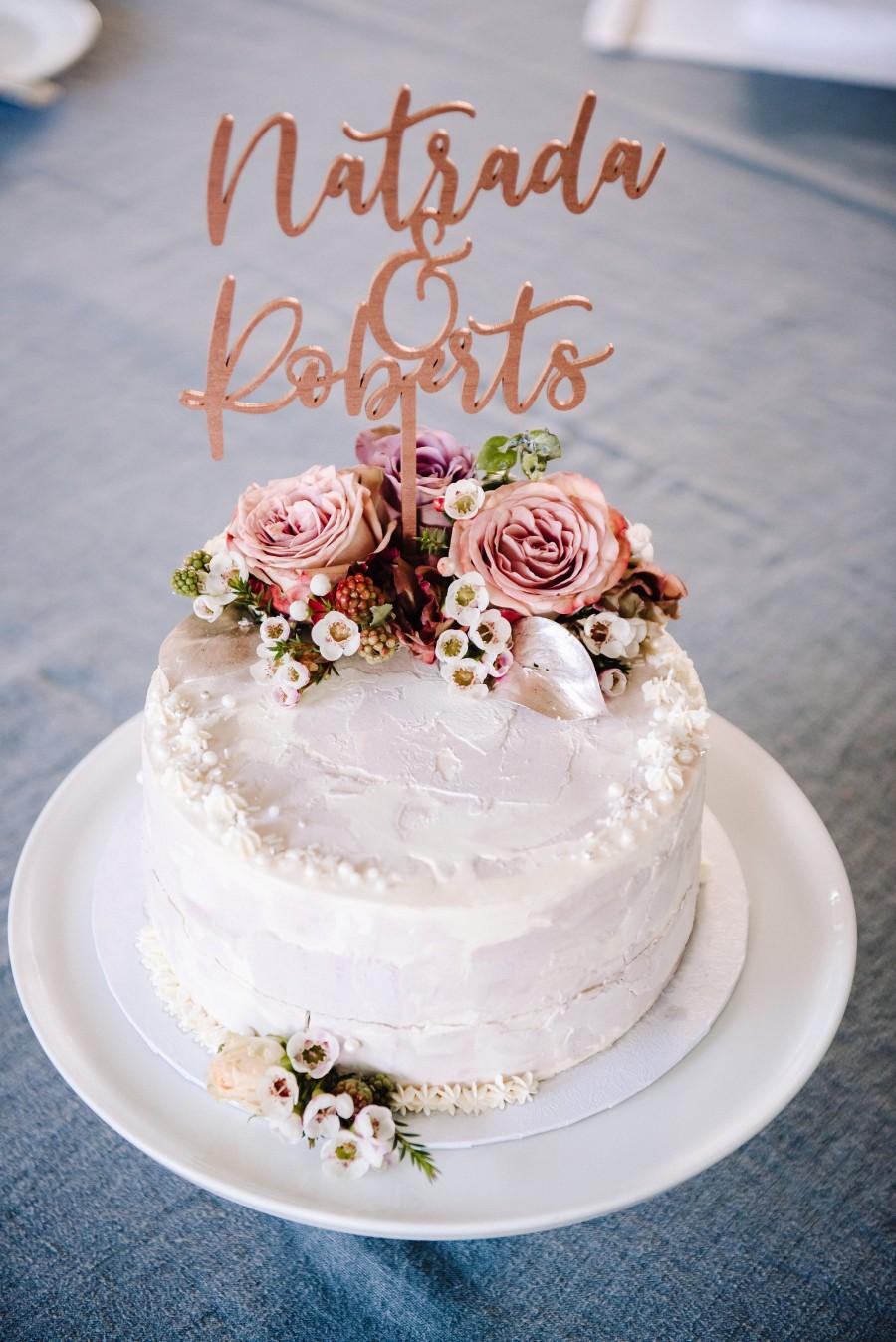 Mariage - Laser cut rose gold wedding cake topper/Custom wedding cake topper/Couple wedding cake topper/Custom cake topper/Custom names topper/couple
