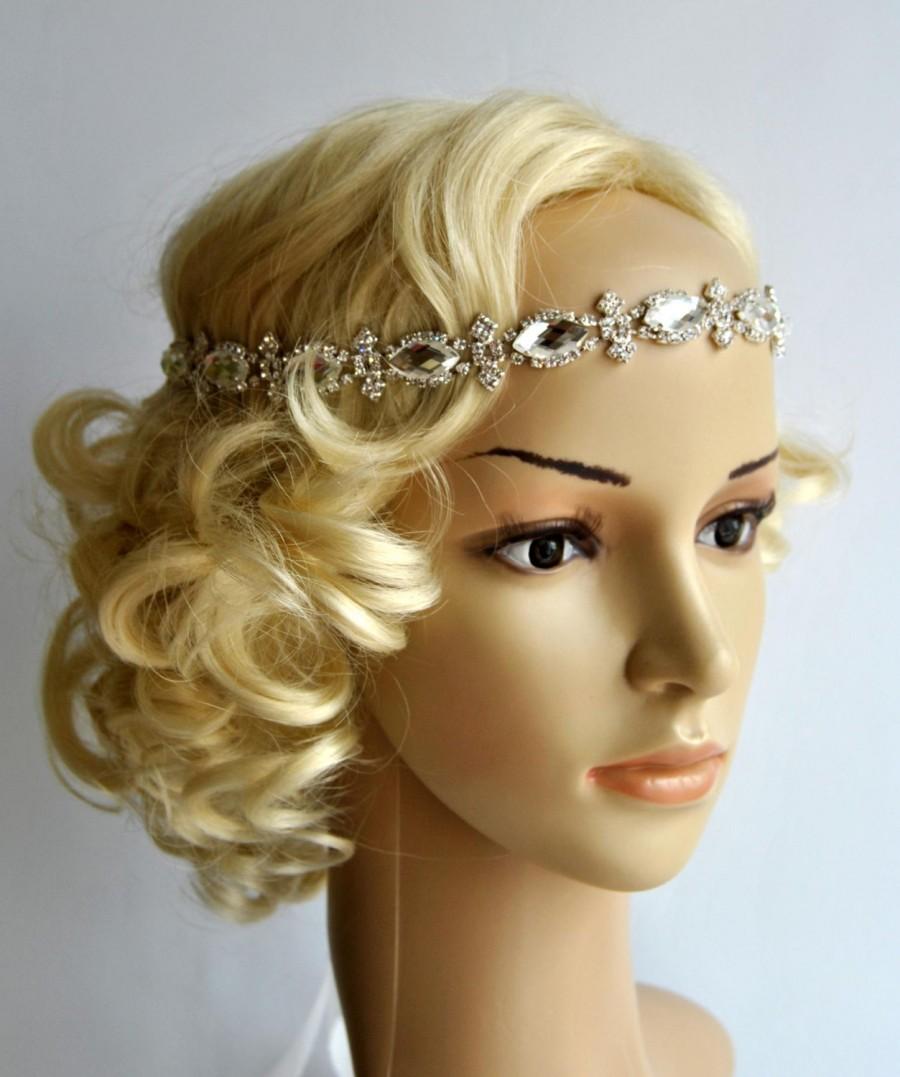 Mariage - Sparking Rhinestone bridal Headband,Great Gatsby Headband, Crystal Headband,Wedding tie on ribbon Headband Headpiece, 1920s Flapper headband