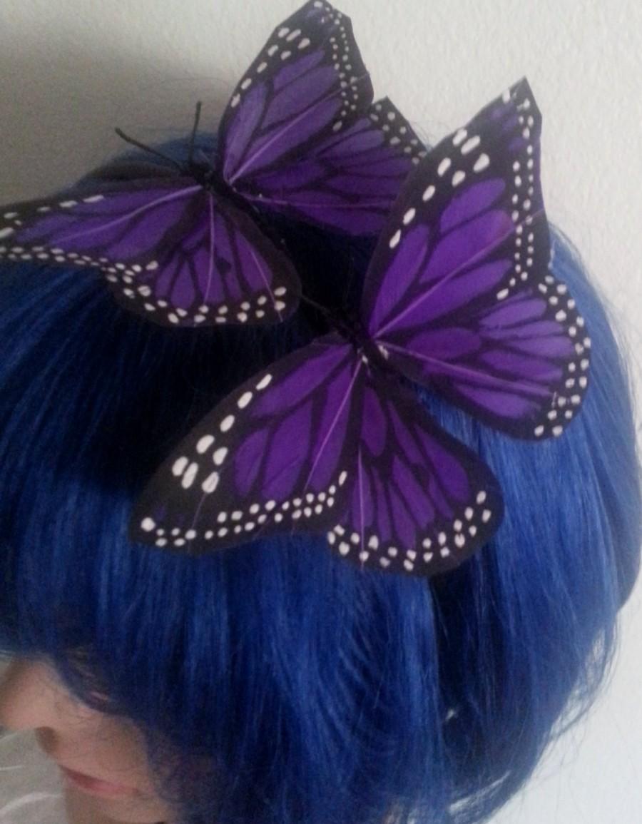 زفاف - Butterfly,Mariposa, Butterfly clip, butterfly headband,  headband, Mariposa clip,ready to ship,Purple, Purple butterfly
