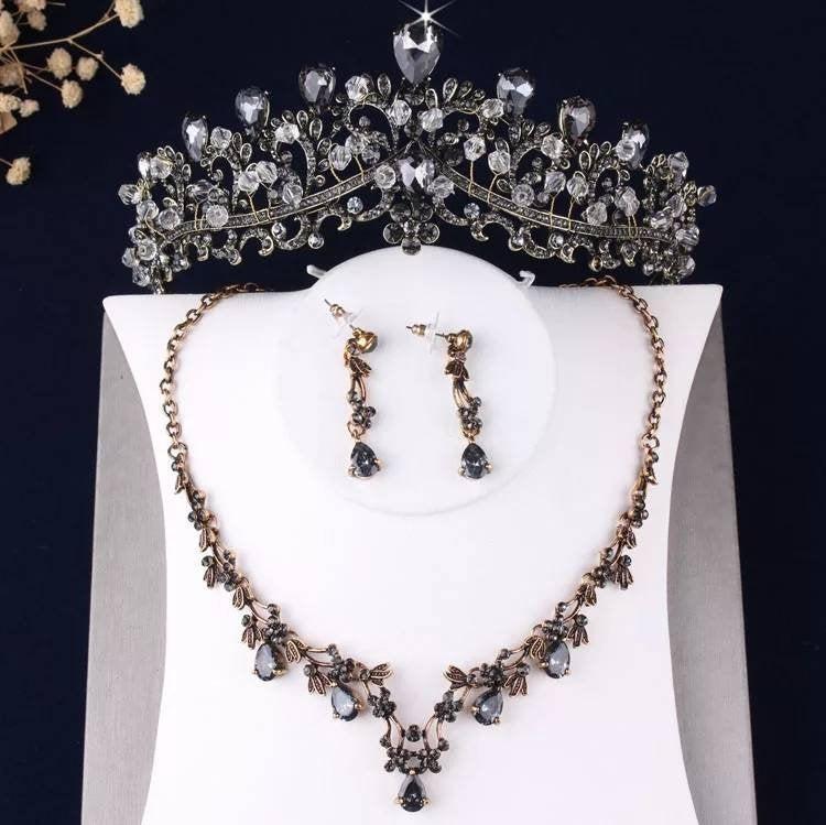 Mariage - Bridal Tiara set,Bridal jewellery set,wedding jewelery,Brides Gold crystal necklace,Tiara & Earrings,Wedding accessories,Tiaras for Brides