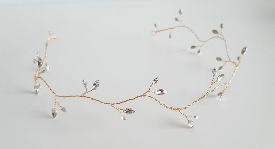 Hochzeit - Crystal bridal hair vine, hair circlet, wedding hairpiece, bridal headpiece, long hair vine, gold hair vine