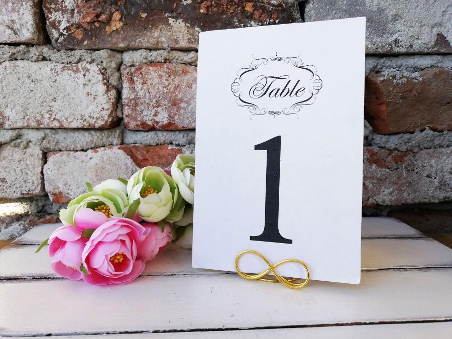 Wedding - Infinity table number holder, Gold table centerpieces, Silver menu stand, Wedding table decor stands, Number card holder, Reception event