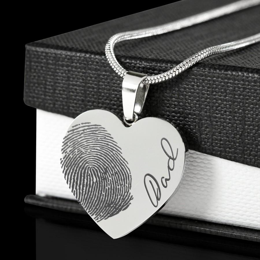 زفاف - Your Fingerprint Necklace Gold Silver Heart With Handwriting Fingerprint Jewelry Fingerprint Pendant Fingerprint Charm Actual Fingerprint
