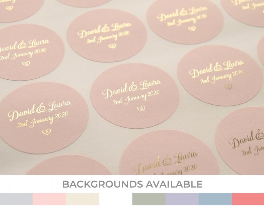 Mariage - Foil Wedding Stickers, Rose Gold Wedding Stickers, Blush Favour Stickers, Wedding Labels, Custom Stickers, Personalised stickers, D4