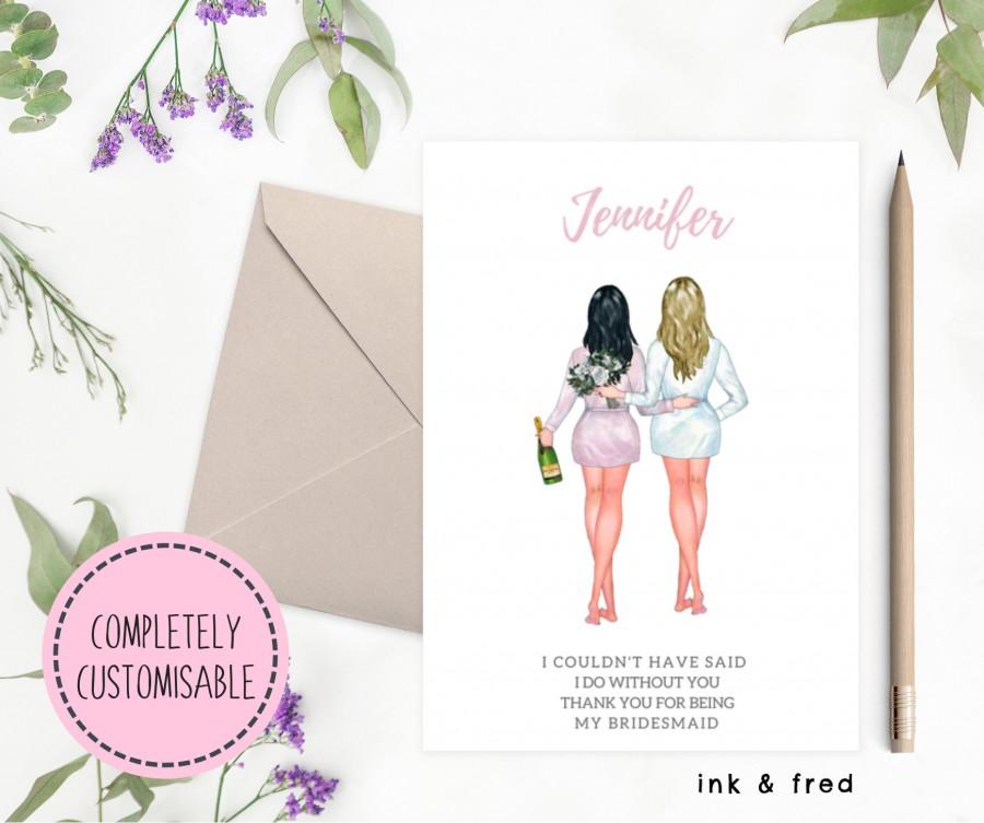 Hochzeit - Personalised Bridesmaid Thank You Card, Maid of Honour Thank you Card, Customisable Bridesmaid Card, Wedding Thank Card, Bridesmaid Thanks