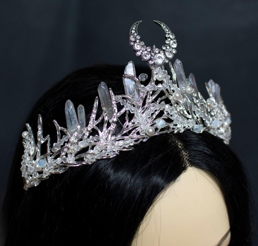 Wedding - Diana Moon Goddess crown - Elven crystal tiara