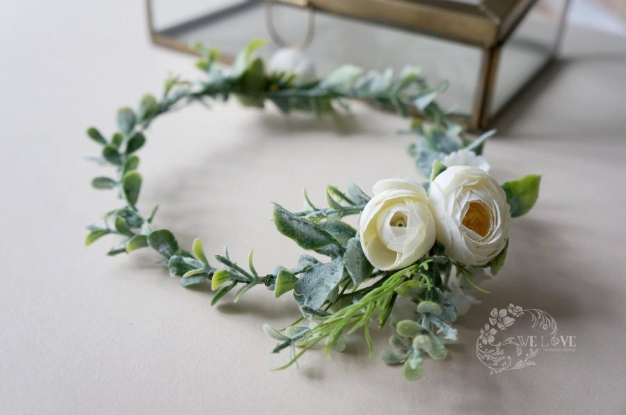 Hochzeit - Ivory Halo,Bridal flower crown,Boho flower halo,Bridesmaid crown,Bridal headpiece,Bridal accessory,Boho wedding flowers,Maternity shoot halo