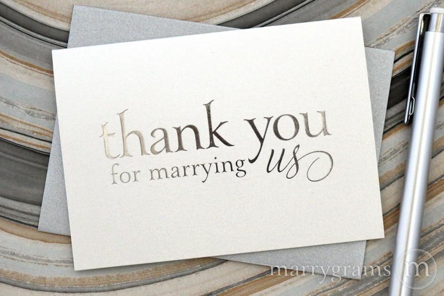 Mariage - SILVER FOIL Wedding Card to Your Officiant - Thank You for Marrying Us - Priest, Rabbi, Deacon Note Card to go w/ Gift Wedding Day CS08
